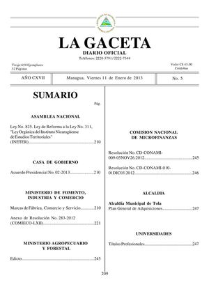 05 Gaceta, Viernes 11 De Enero 2013