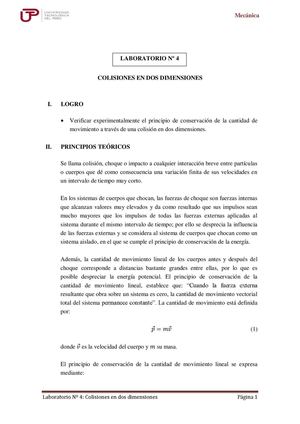 Lab Ndeg 4 Colisiones En Dos Dimensiones 2015 I 1