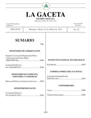 42 Gaceta, Martes 05 De Marzo 2013