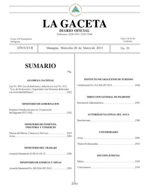 53 Gaceta, Miércoles 20 De Marzo 2013