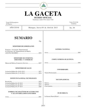 59 Gaceta, Jueves 4 De Abril 2013