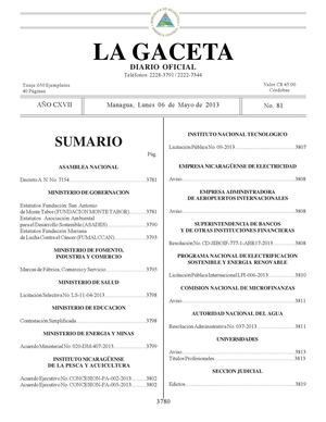 81 Gaceta, Lunes 06 De Mayo 2013