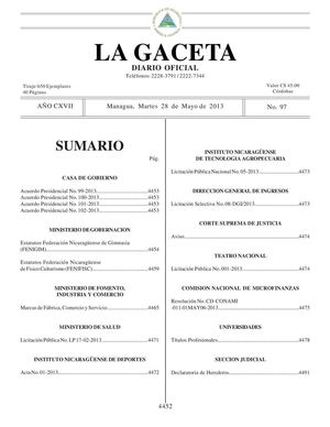 97 Gaceta, Martes 28 De Mayo 2013