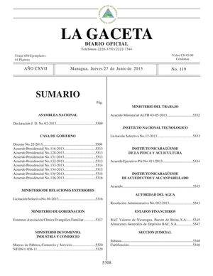 119 Gaceta, Jueves 27 De Junio 2013