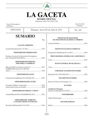124 Gaceta, Jueves 4 De Julio 2013