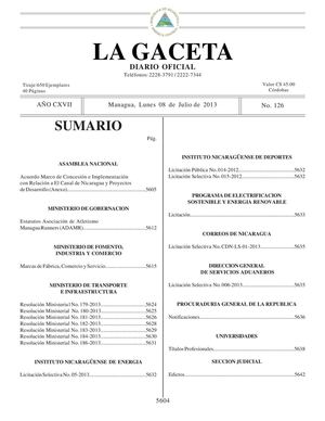 126 Gaceta, Lunes 8 De Julio 2013