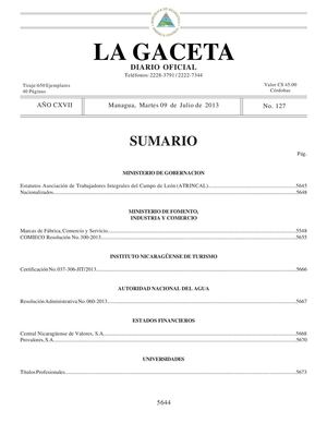 127 Gaceta, Martes 9 De Julio 2013