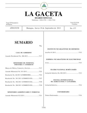 177 Gaceta, Jueves 19 De Septiembre 2013