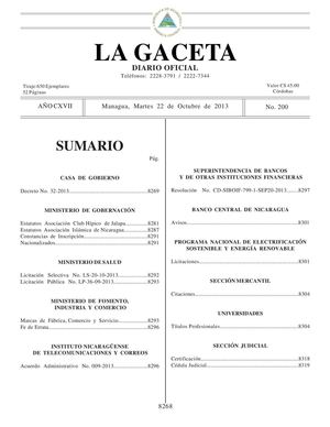 200 Gaceta, Martes 22 De Octubre 2013