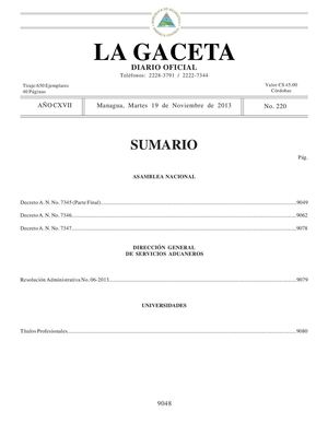 220 Gaceta, Martes 19 De Noviembre De 2013