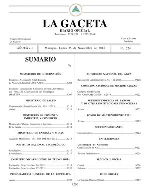 224 Gaceta, Lunes 25 De Noviembre De 2013