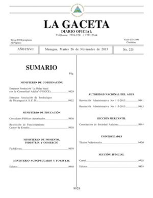 225 Gaceta, Martes 26 De Noviembre De 2013