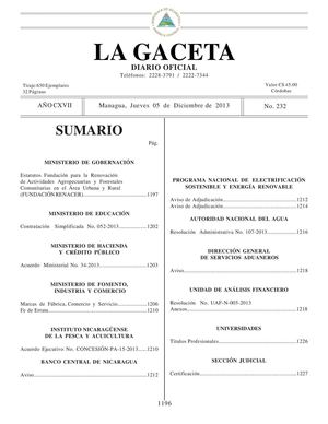 232 Gaceta, Jueves 5 De Diciembre De 2013
