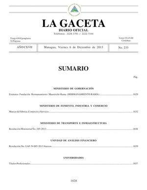 233 Gaceta, Viernes 6 De Diciembre De 2013