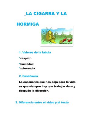 La Cigarra Y La Hormiga Misas