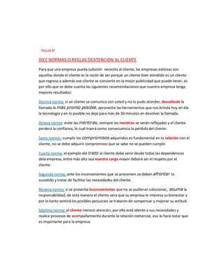 DIEZ NORMAS O REGLAS DEATENCION AL CLIENTE