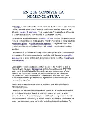 En Que Consiste La Nomenclatura