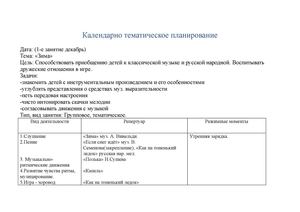 Конспект музыкального занятия