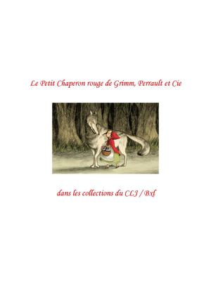 Bibliographie Chaperon Rouge