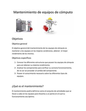 Mantenimiento De Equipos De Cómputo