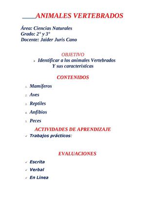 ANIMALES VERTEBRADOS