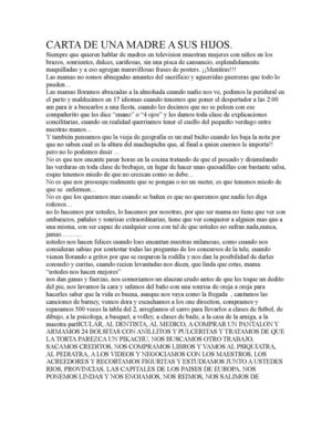 Carta De Una Madre A Sus Hijo Priscila