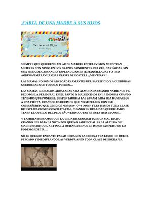 Carta De Una Madre A Sus Hijos