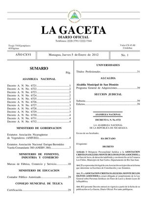 01 Gaceta, Jueves 5 De Enero 2012
