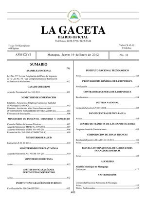 11 Gaceta, Jueves 19 De Enero 2012