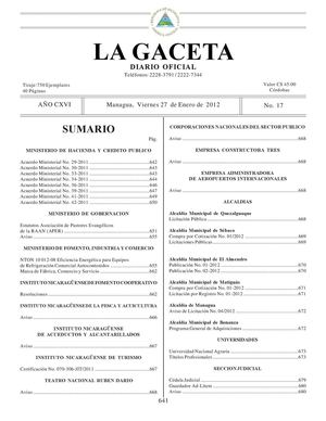 17 Gaceta, Viernes 27 De Enero De 2012