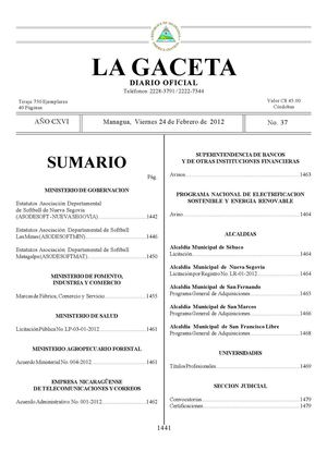 37 Gaceta, Viernes 24 De Febrero 2012