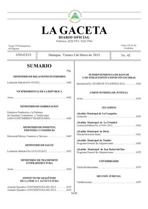 42 Gaceta, Viernes 02 De Marzo 2012
