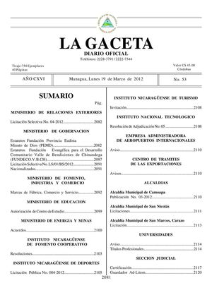 53 Gaceta, Lunes 19 De Marzo 2012