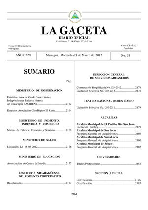 55 Gaceta, Miércoles 21 De Marzo 2012