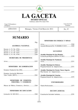 57 Gaceta, Viernes 23 De Marzo 2012