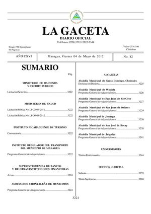 82 Gaceta, Viernes 04 De Mayo 2012
