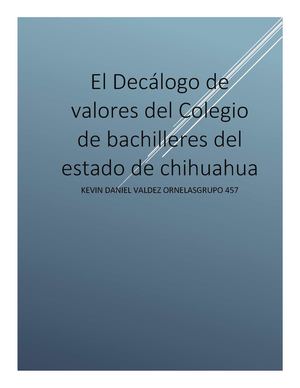 Decalogo De Valores