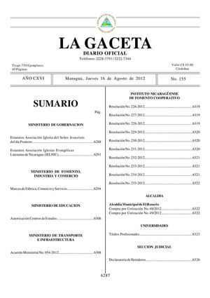 155 Gaceta, Jueves 16 De Agosto 2012