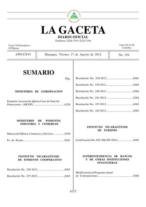 156 Gaceta, Viernes 17 De Agosto 2012