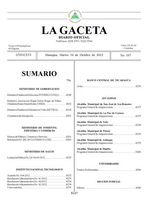 197 Gaceta, Martes 16 De Octubre 2012