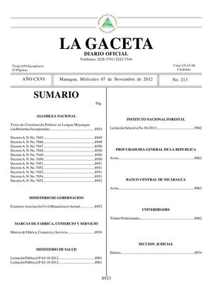 213 Gaceta, Miércoles 7 De Noviembre