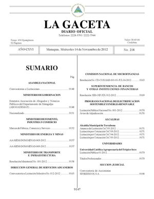 218 Gaceta, Miércoles 14 De Noviembre De 2012