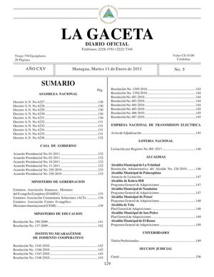 05 Gaceta,  Martes 11 De Enero 2011