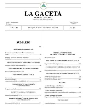 25 Gaceta, Martes 08 De Febrero 2011