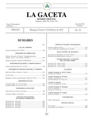 28 Gaceta, Viernes 11 De Febrero 2011
