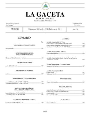 36 Gaceta, Miércoles 23 De Febrero 2011