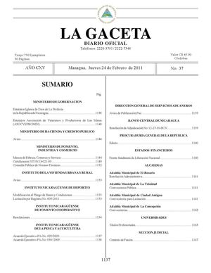 37 Gaceta, Jueves 24 De Febrero 2011