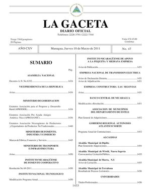 47 Gaceta, Jueves 10 De Marzo 2011
