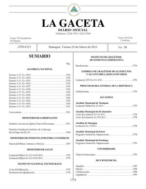 58 Gaceta, Viernes 25 De Marzo 2011