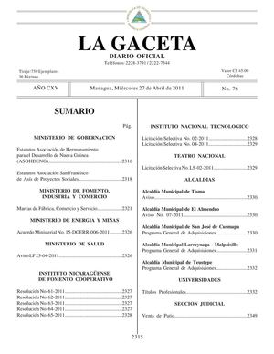 76 Gaceta, Miércoles 27 De Abril 2011